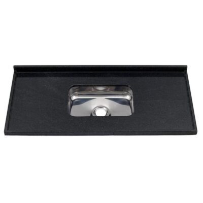 Pia de Cozinha Granito Preto São Gabriel 120cm Standard Cuba Simples L.A. Pias e Granitos
